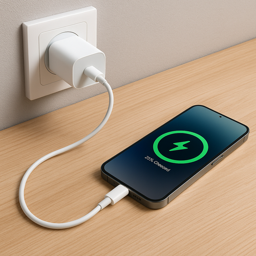 Chargeur Rapide 30W + Câble — Compatible iPhone Lightning (5–14) & USB-C (15–17) | Charge Ultra-Rapide & Sécurisée